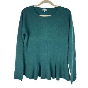 Neiman Marcus 100% Cashmere Womens Sweater Teal Long Sleeve XL Soft Lightweight